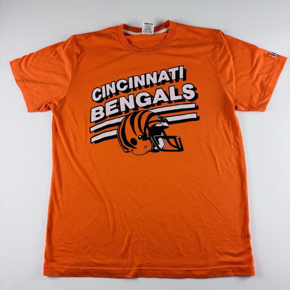 Men's Homage Medium Cincinnati Bengals Tri-Blend Men's T-Shirt Short Sleeve Soft